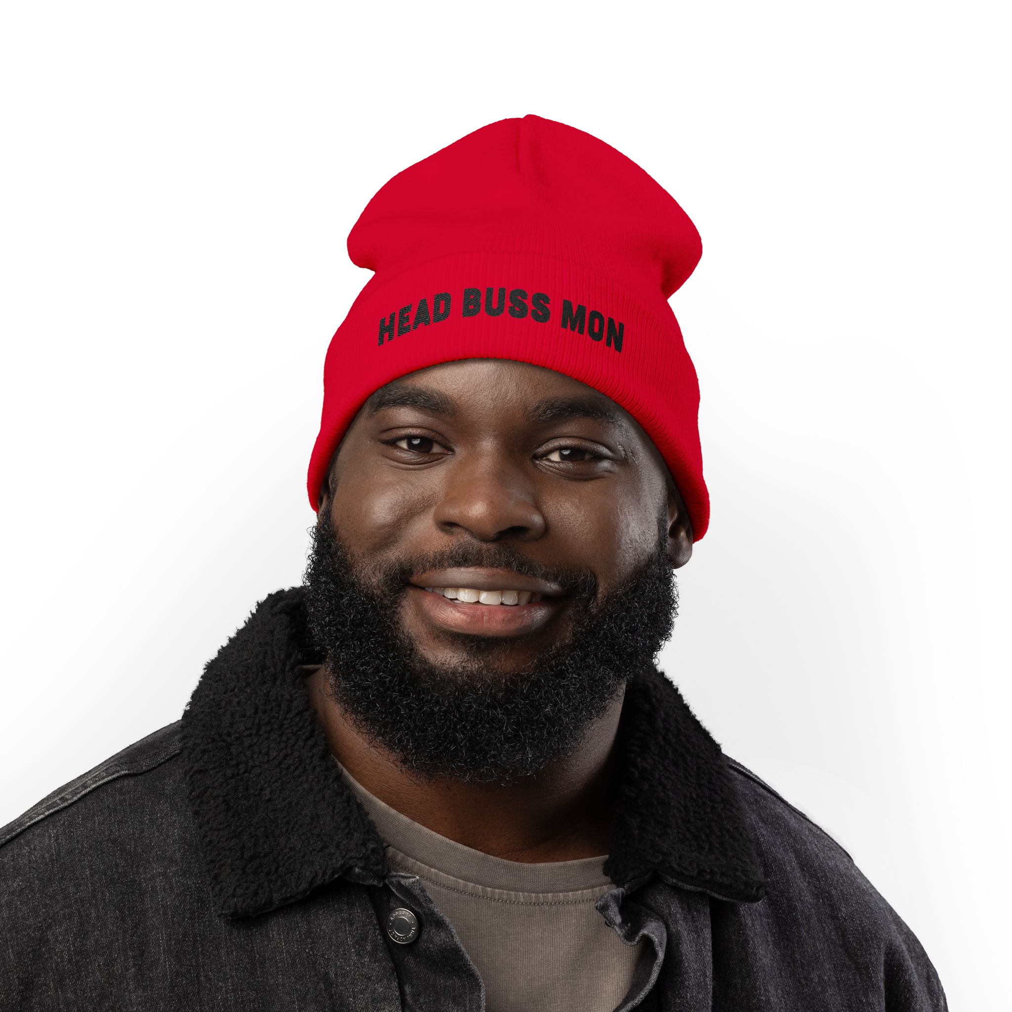 Head Buss Mon beanie, embroidered knit hat