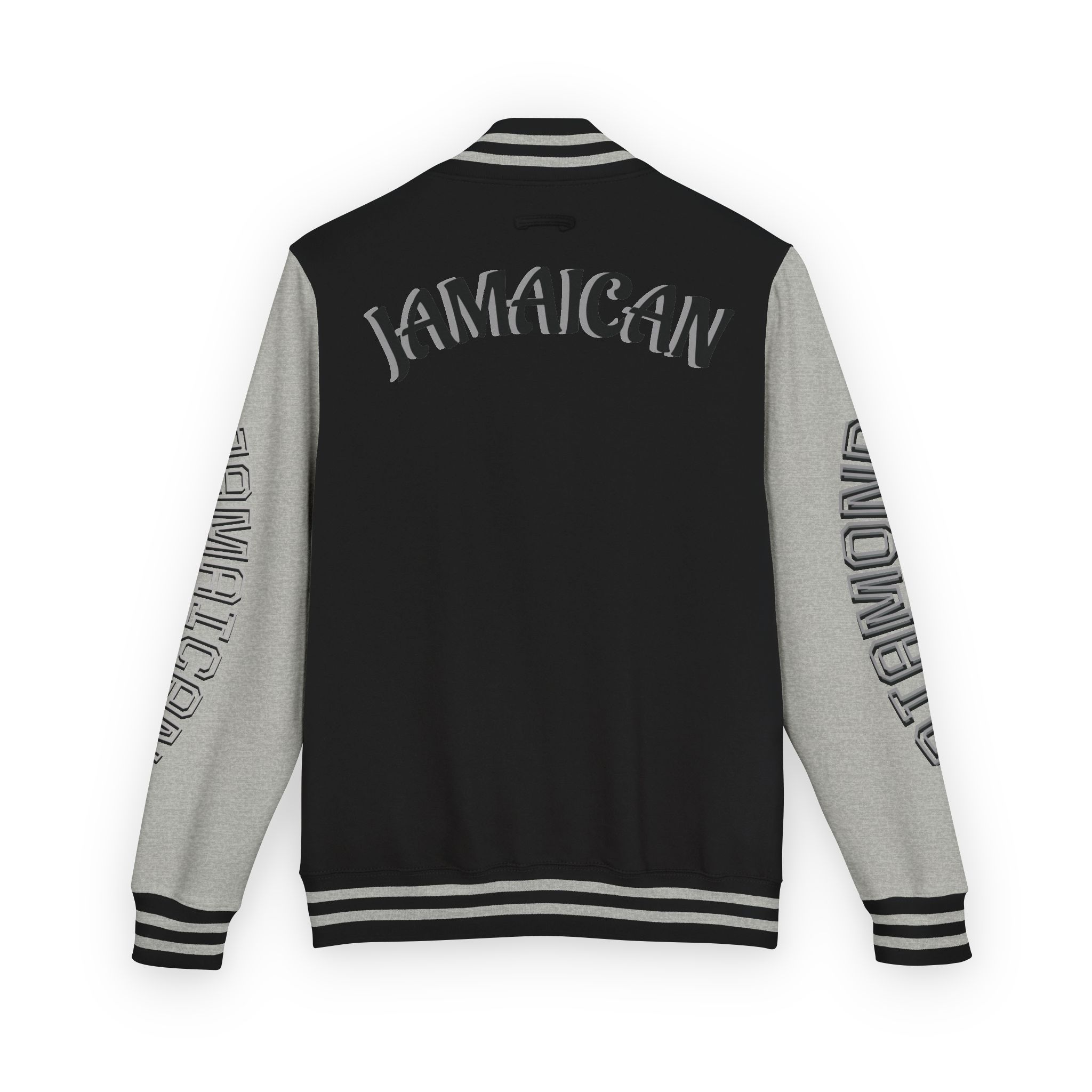Jamaicanback Script Sleeve Letterman Jacket | Red White Varsity Style - Image 18