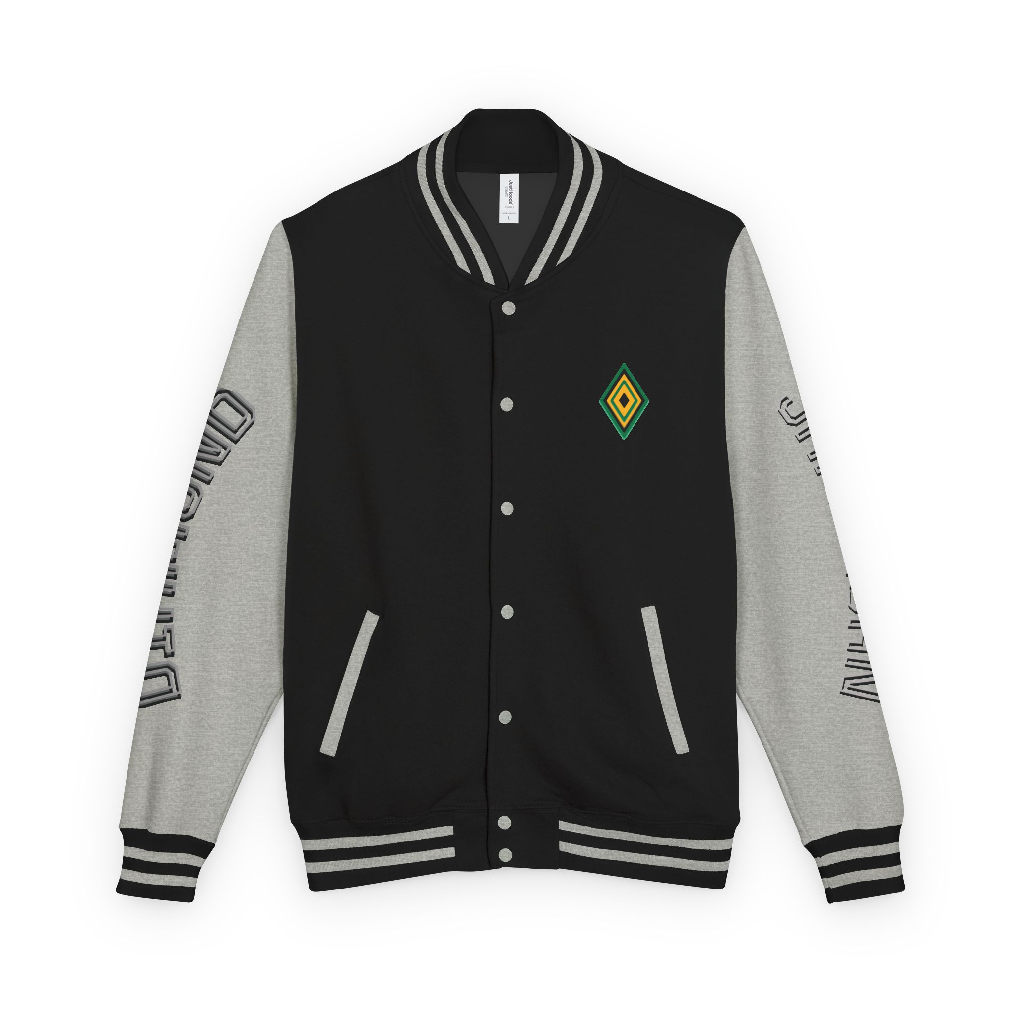 Jamaicanback Script Sleeve Letterman Jacket | Red White Varsity Style - Image 17