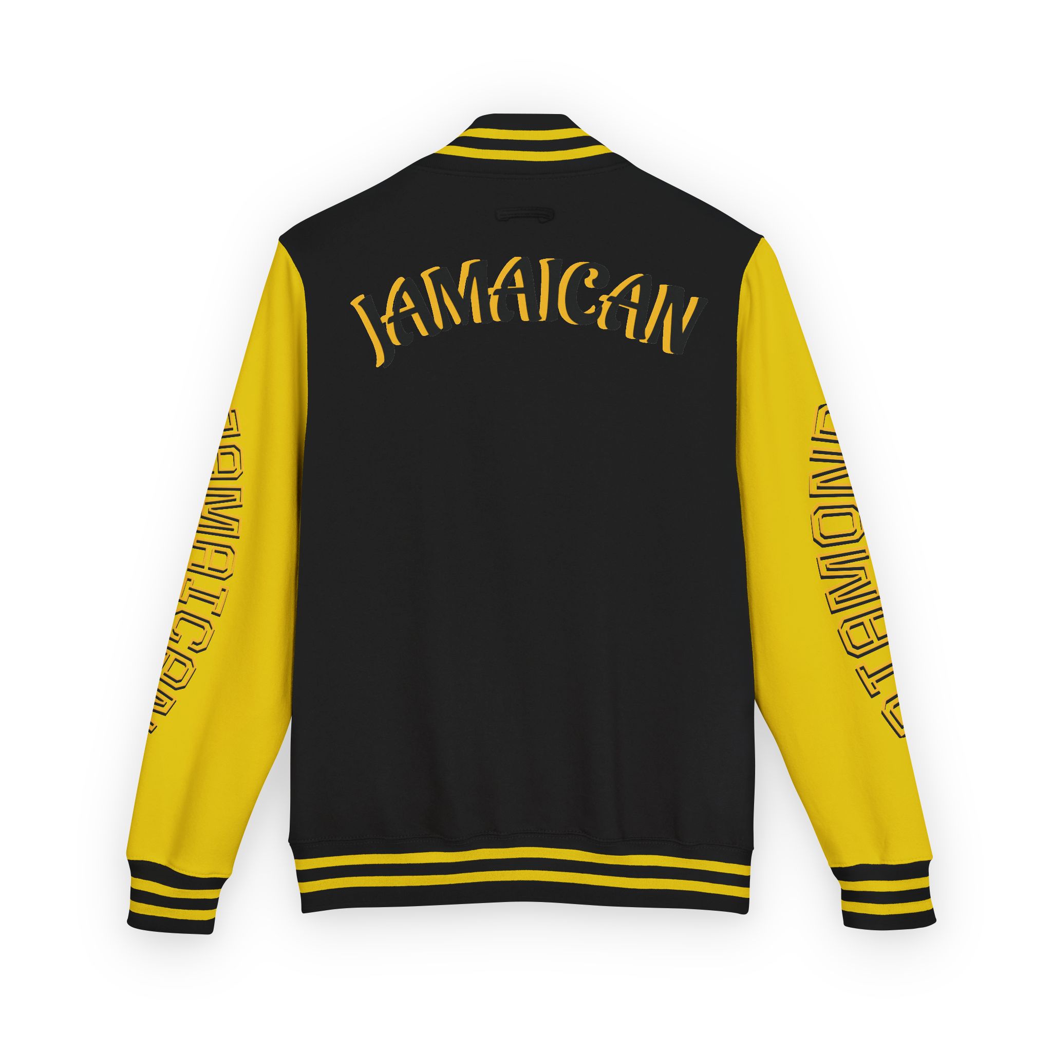 Jamaicanback Script Sleeve Letterman Jacket | Red White Varsity Style - Image 3