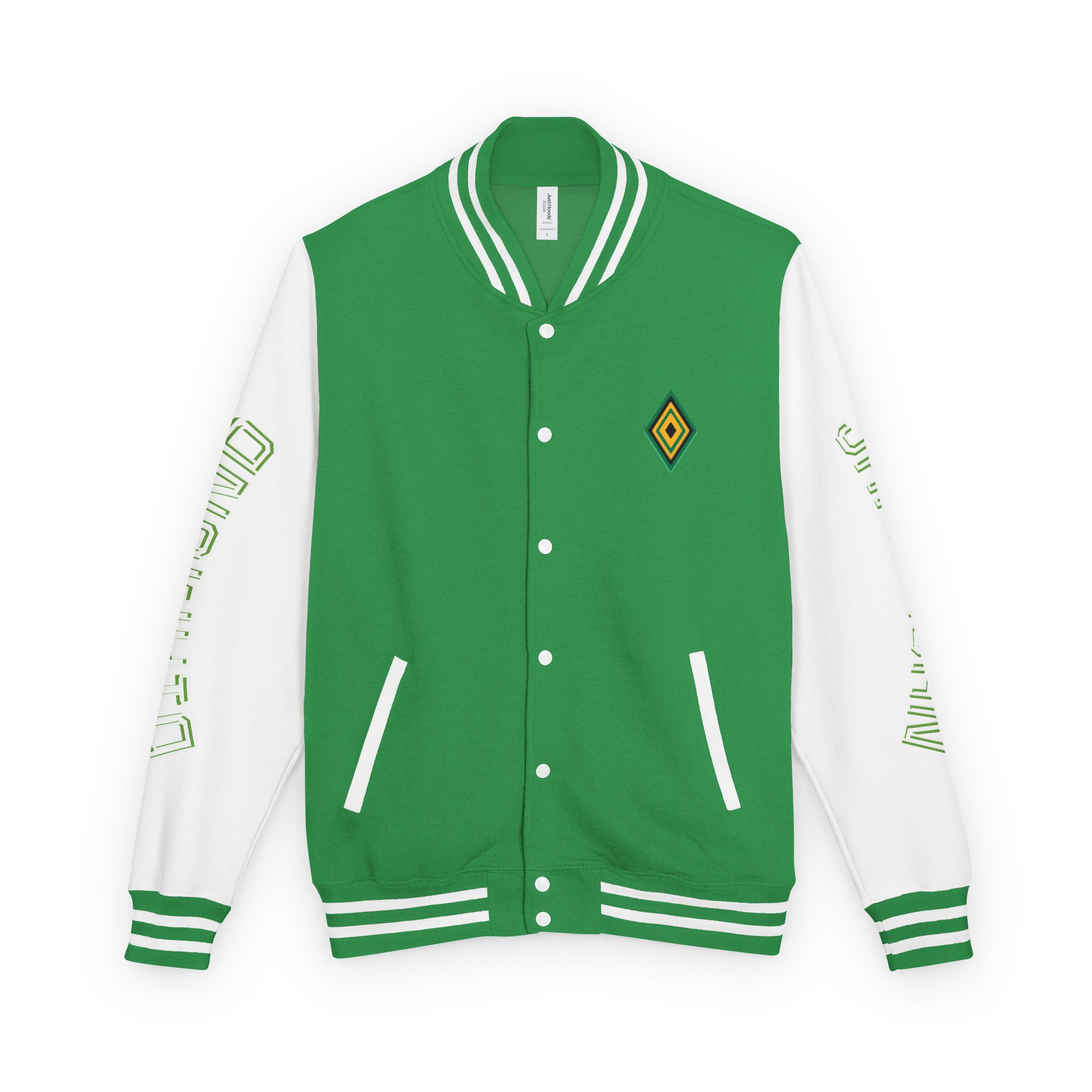 Jamaicanback Script Sleeve Letterman Jacket | Red White Varsity Style - Image 21