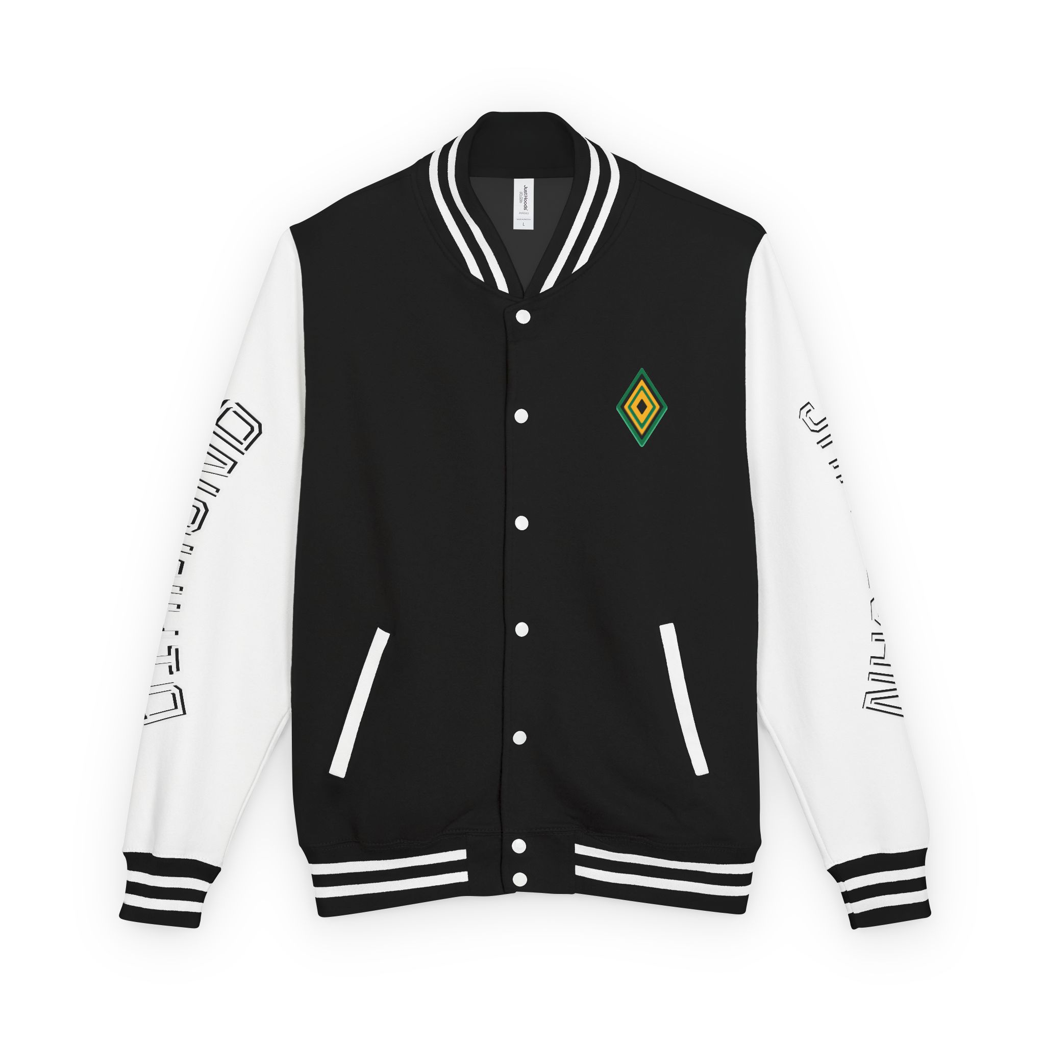 Jamaicanback Script Sleeve Letterman Jacket | Red White Varsity Style - Image 9